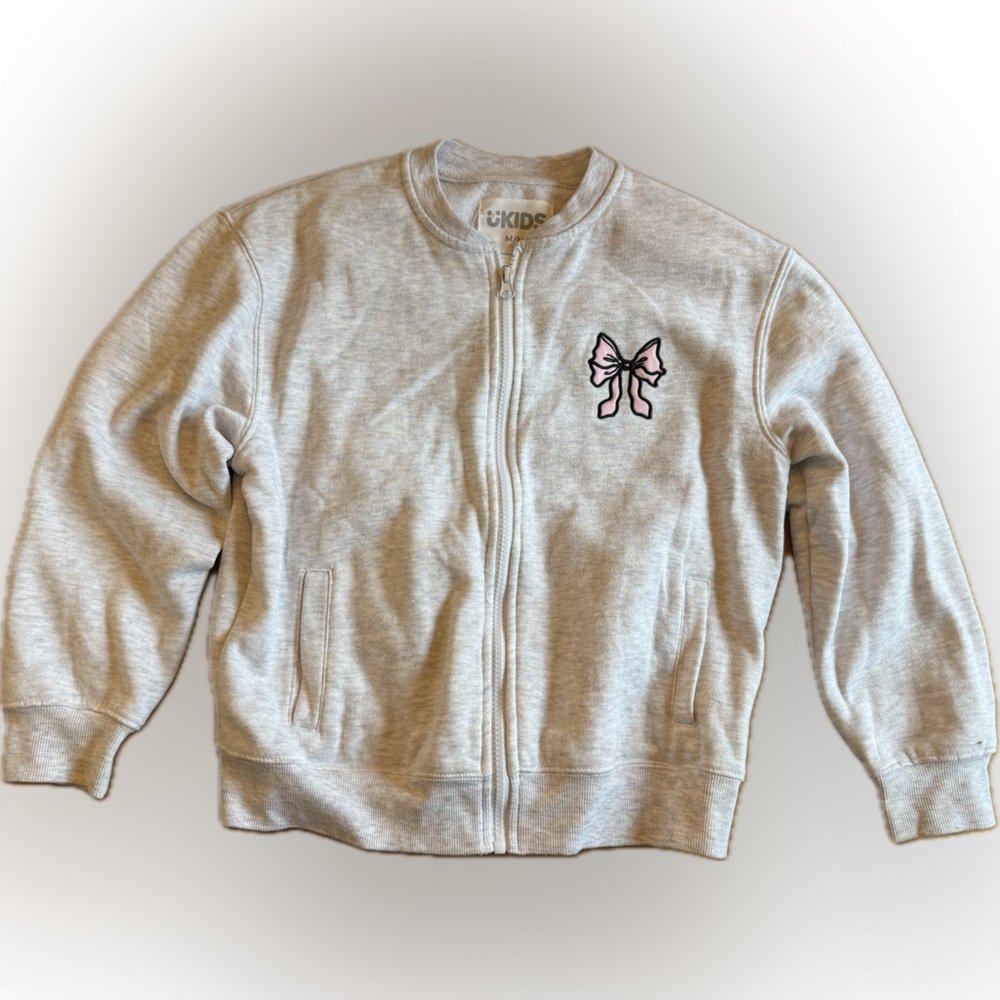 Urban Outfitters Gray Kids Sweater with Pink Bow
